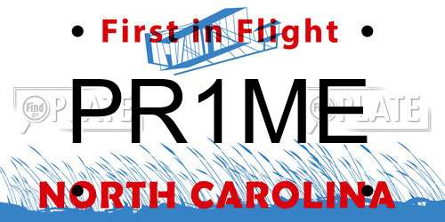 PR1ME North Carolina License Plate