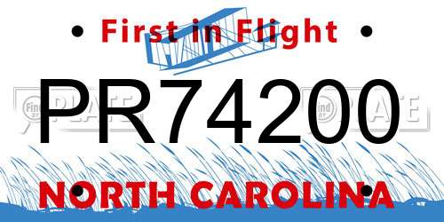 PR74200 North Carolina License Plate
