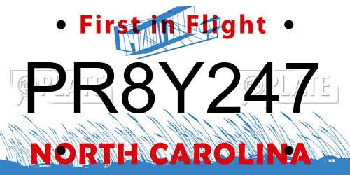 PR8Y247 North Carolina License Plate