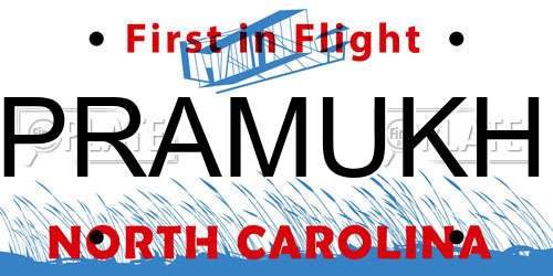 PRAMUKH North Carolina License Plate