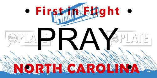 PRAY North Carolina License Plate
