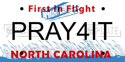PRAY4IT North Carolina License Plate