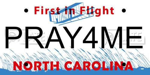 PRAY4ME North Carolina License Plate
