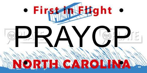 PRAYCP North Carolina License Plate