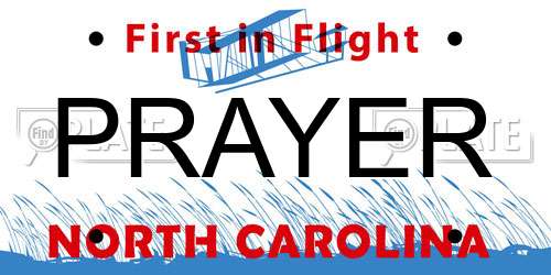 PRAYER North Carolina License Plate