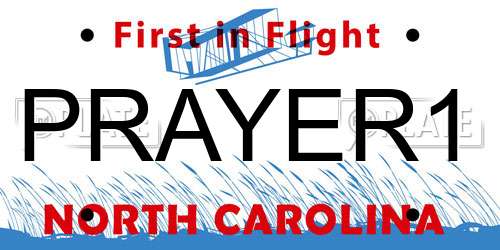 PRAYER1 North Carolina License Plate