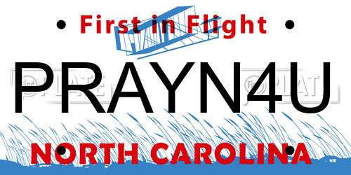 PRAYN4U North Carolina License Plate