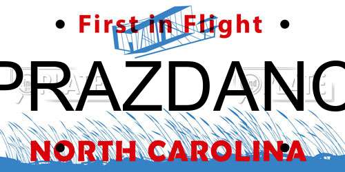 PRAZDANC North Carolina License Plate