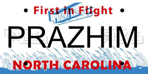 PRAZHIM North Carolina License Plate