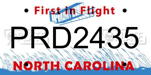 PRD2435 North Carolina License Plate