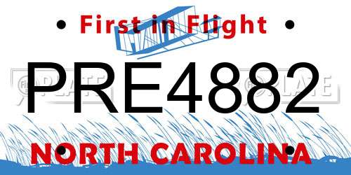PRE4882 North Carolina License Plate