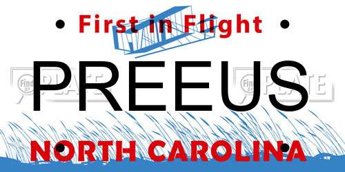 PREEUS North Carolina License Plate