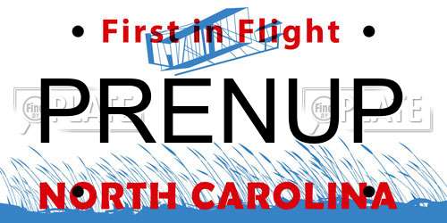 PRENUP North Carolina License Plate