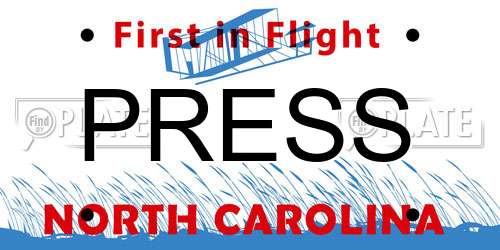 PRESS North Carolina License Plate