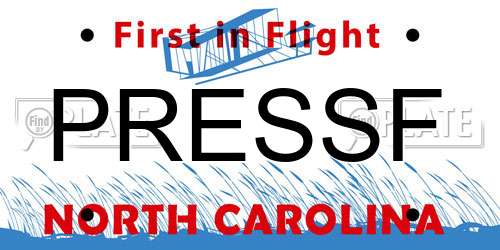 PRESSF North Carolina License Plate