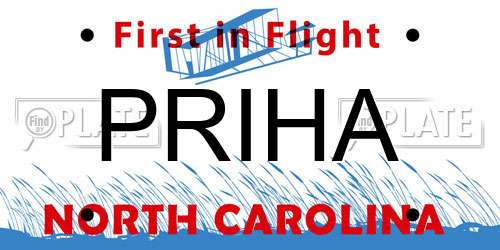 PRIHA North Carolina License Plate