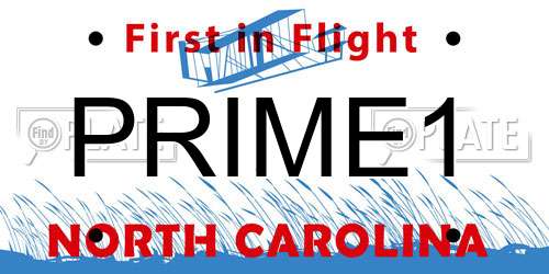 PRIME1 North Carolina License Plate