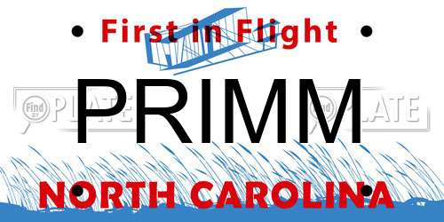 PRIMM North Carolina License Plate
