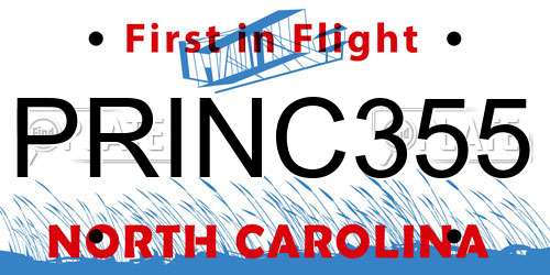 PRINC355 North Carolina License Plate