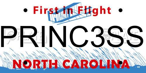 PRINC3SS North Carolina License Plate