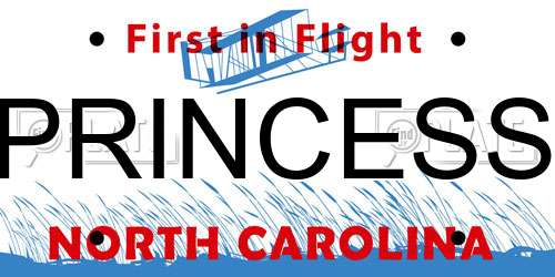 PRINCESS North Carolina License Plate