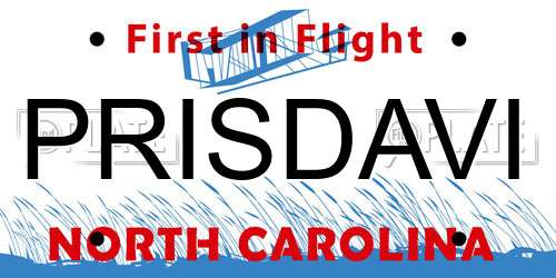 PRISDAVI North Carolina License Plate