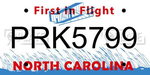 PRK5799 North Carolina License Plate