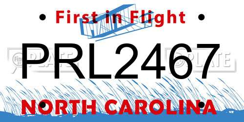 PRL2467 North Carolina License Plate
