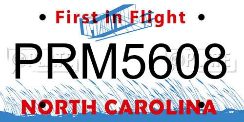 PRM5608 North Carolina License Plate