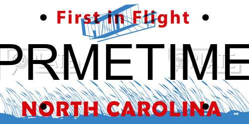 PRMETIME North Carolina License Plate