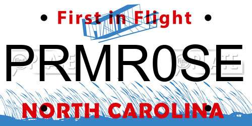 PRMR0SE North Carolina License Plate