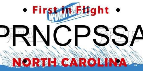 PRNCPSSA North Carolina License Plate