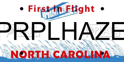 PRPLHAZE North Carolina License Plate