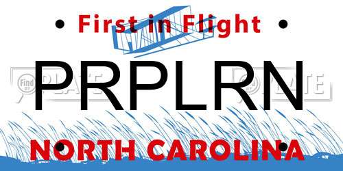 PRPLRN North Carolina License Plate
