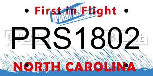 PRS1802 North Carolina License Plate