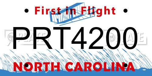 PRT4200 North Carolina License Plate