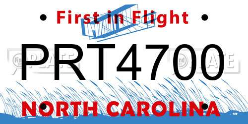 PRT4700 North Carolina License Plate