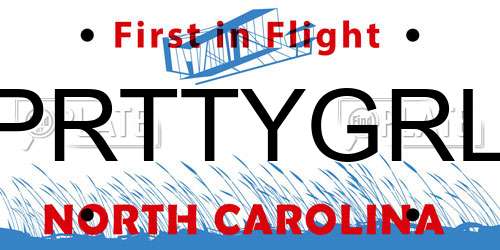 PRTTYGRL North Carolina License Plate