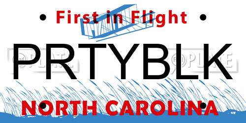 PRTYBLK North Carolina License Plate