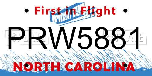 PRW5881 North Carolina License Plate