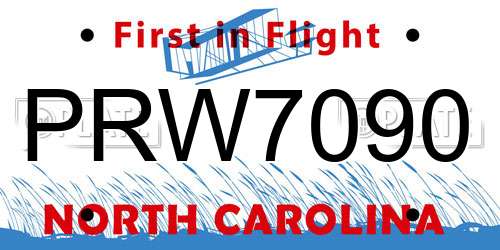 PRW7090 North Carolina License Plate