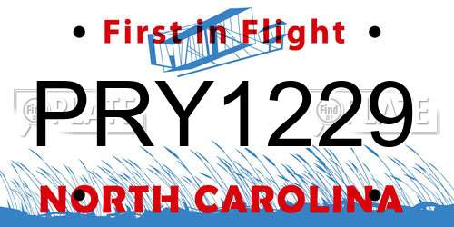 PRY1229 North Carolina License Plate