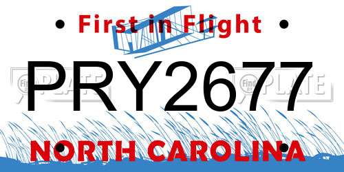 PRY2677 North Carolina License Plate