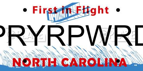 PRYRPWRD North Carolina License Plate