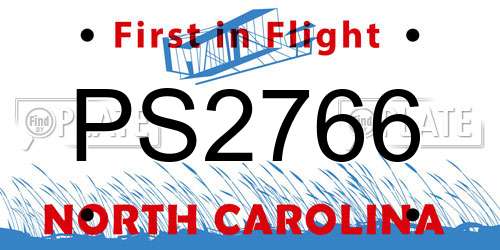 PS2766 North Carolina License Plate
