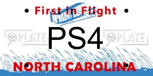 PS4 North Carolina License Plate