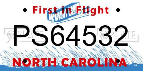 PS64532 North Carolina License Plate