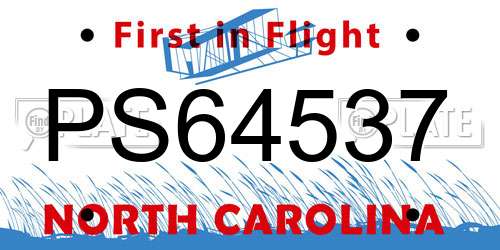 PS64537 North Carolina License Plate