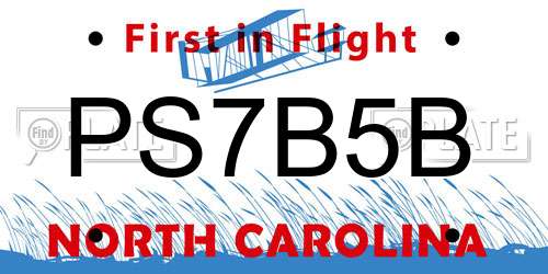 PS7B5B North Carolina License Plate