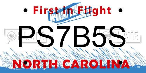 PS7B5S North Carolina License Plate